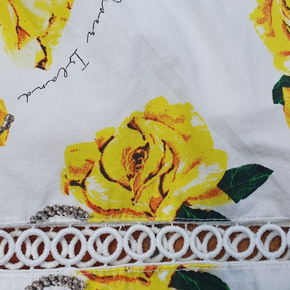 River Island Rose Print Sundress Puff Sleeve Cotton 12yrs 50's Ruched. - Picture 5 of 9